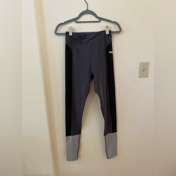 GYMSHARK ILLUSION COLOR CLOCK BLACK GRAY LEGGINGS SIZE M - Picture 1 of 5